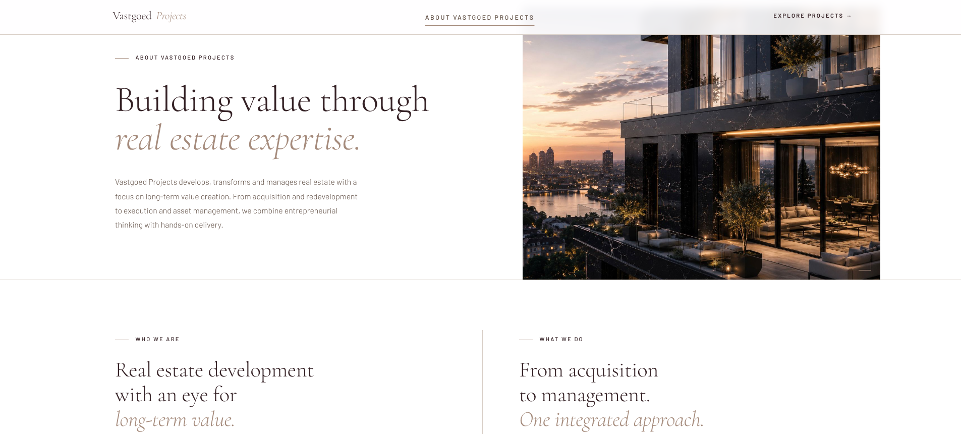 Vastgoed Projects — homepage screenshot